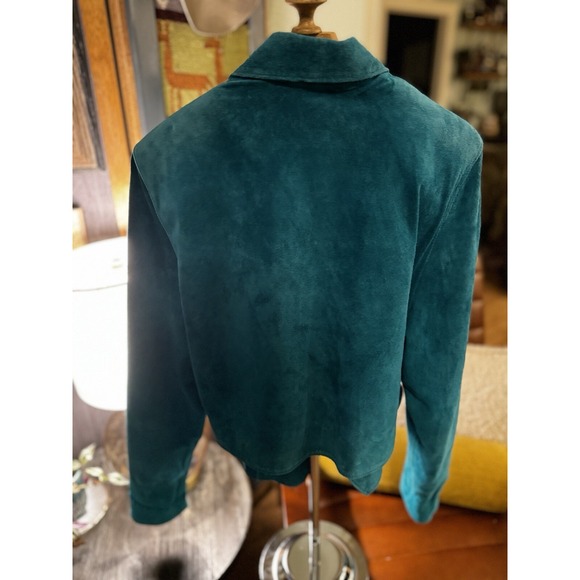 VINTAGE Suede Renditions by Sandi Blue Leather Jacket Fits Like Women's L 80's - Picture 6 of 8